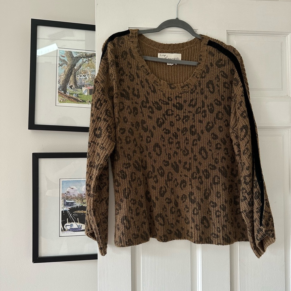 Vintage Brown Leopard V-Neck Sweater